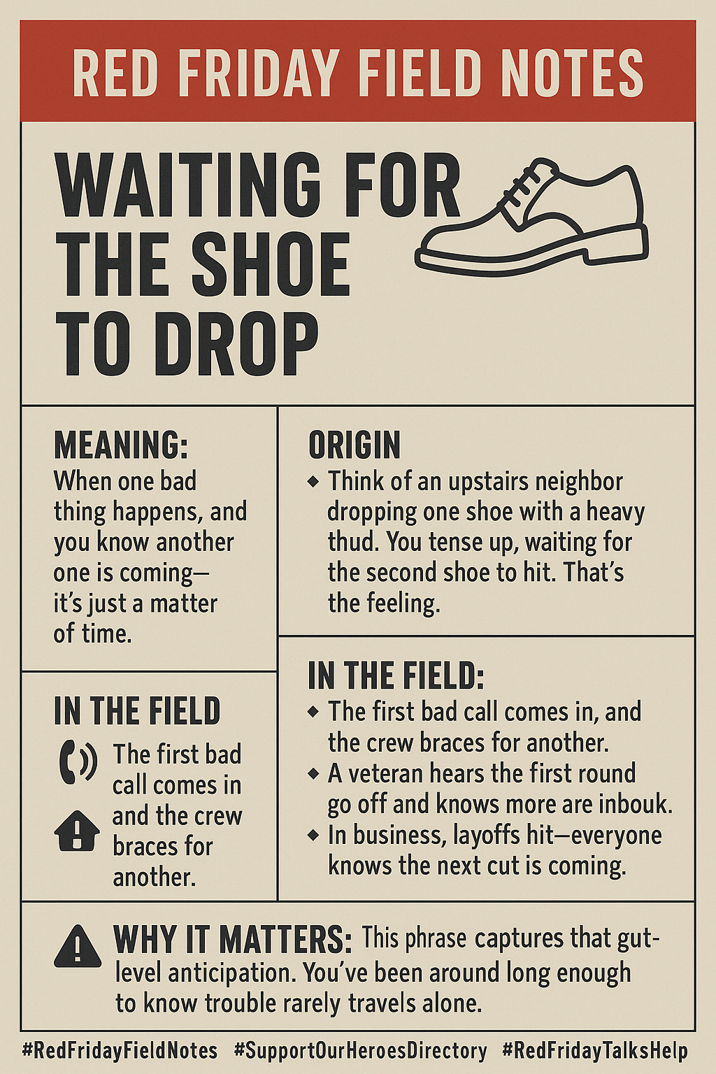 Red Friday Field Notes Term: Waiting for the shoe to drop