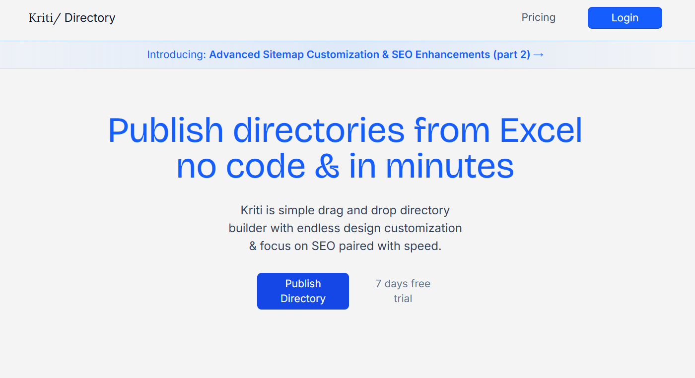 Kriti Directory Review: Build Custom Directory Websites with Excel Integration