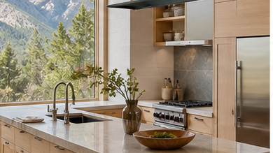 Editorial image of a sustainable contemporary kitchen for the Boulder remodel cost guide