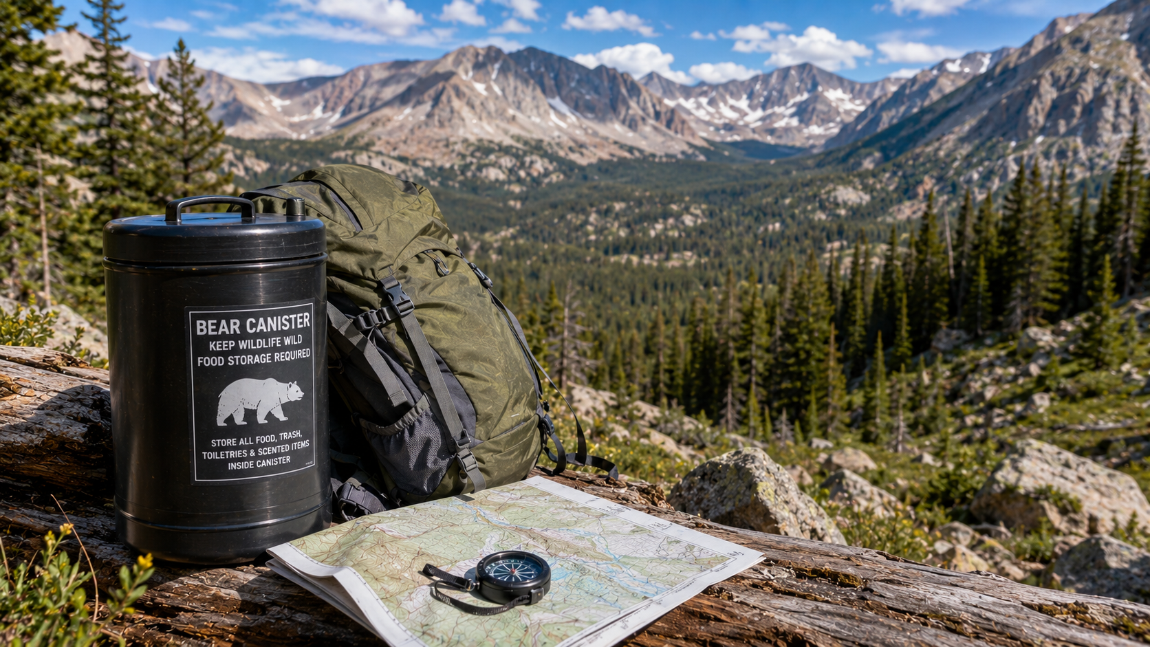 Backpacking Gear in Alpine Wilderness