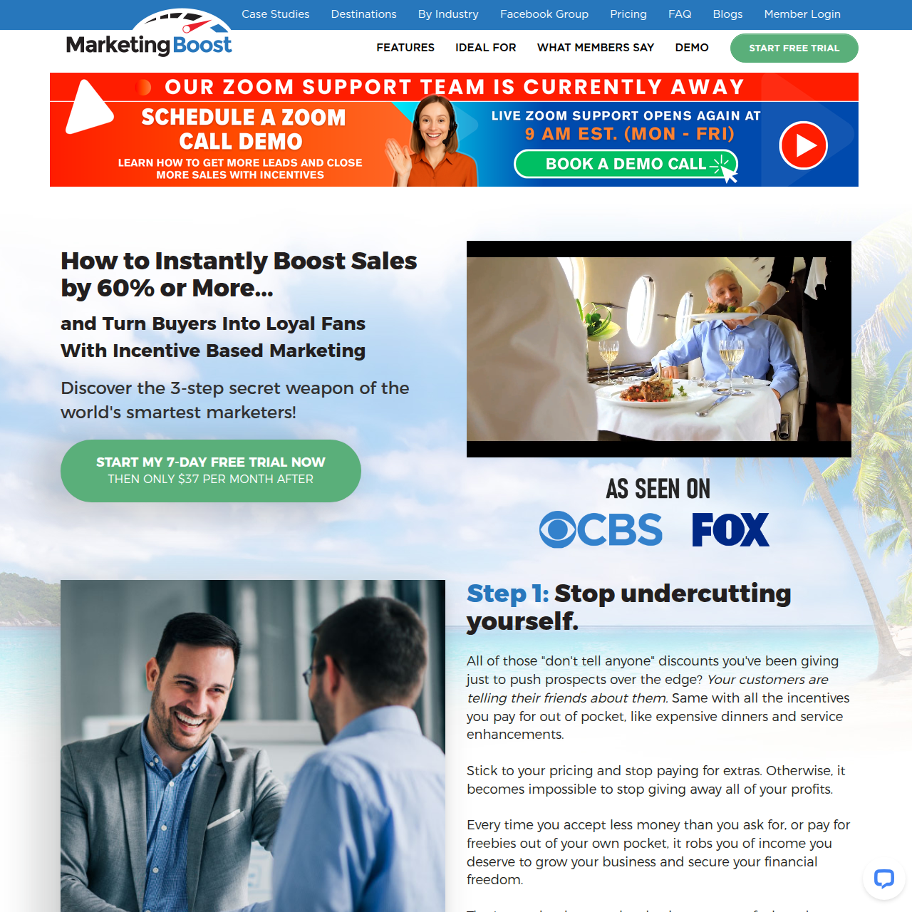 MarketingBoost Giveaway Free Vacations Home Page
