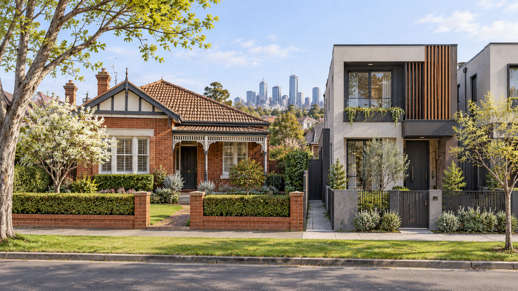 AI-generated illustration of generic Melbourne homes for reference only; it does not depict any reported sale.