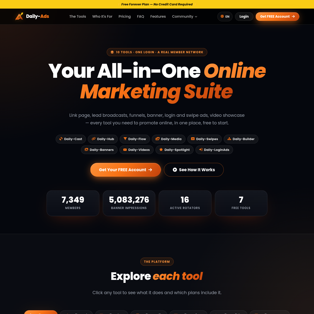 Daily-Ads Marketing Suite Review Home Page