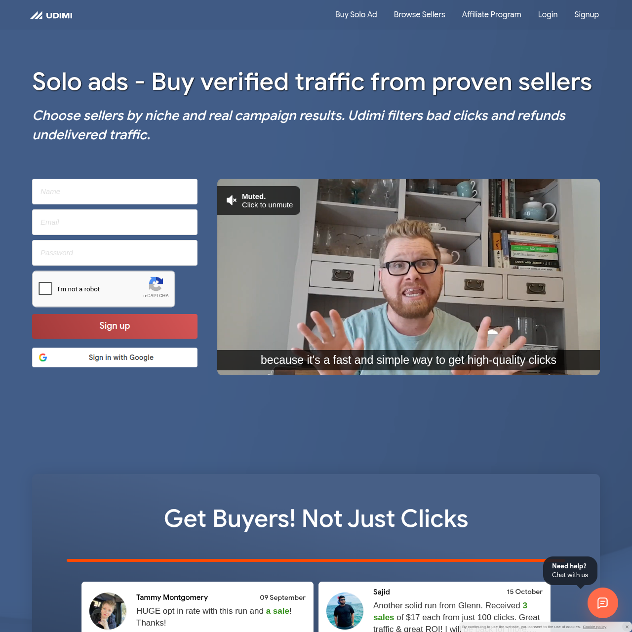 UDIMI Solo Ads Review Home Page Signup Logon