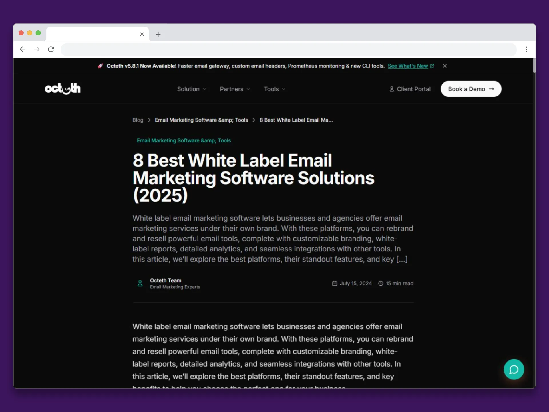 Octeth.com on "8 Best White Label Email Marketing Software Solutions" for reselling