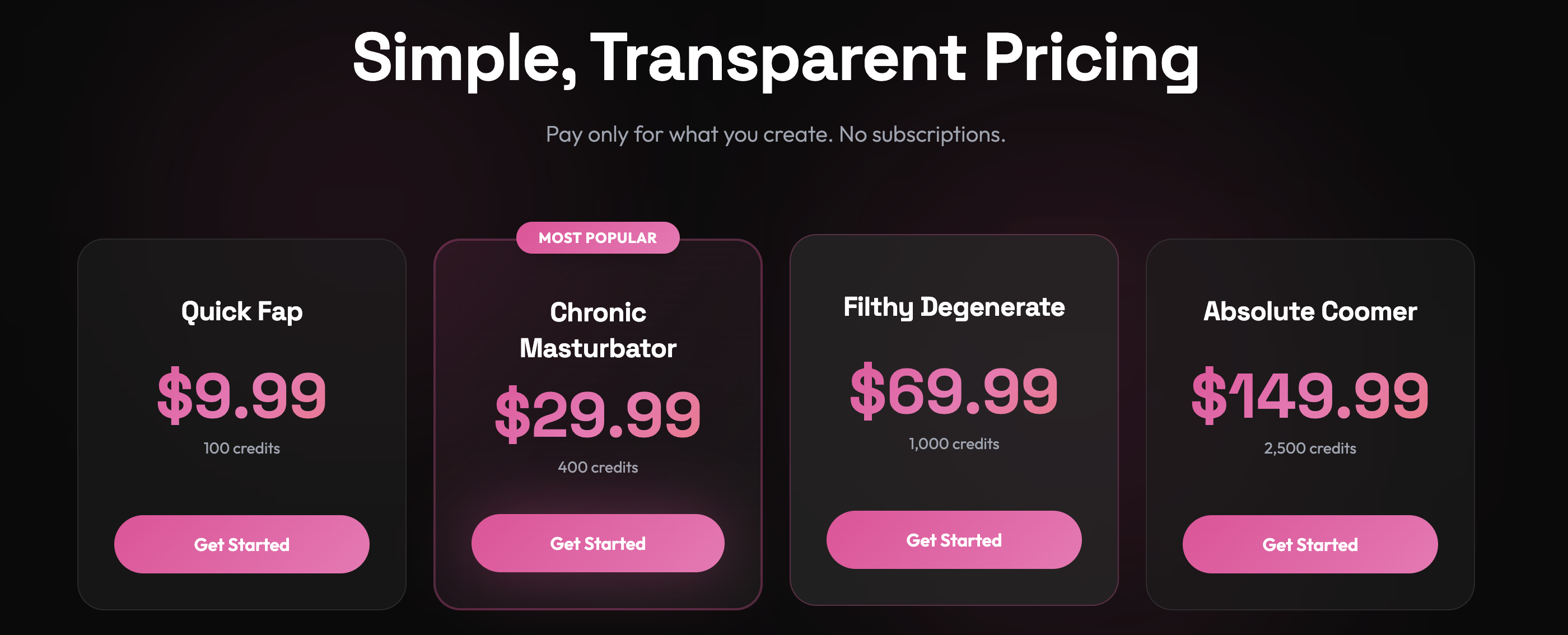 AIFapper's simple and humorous pricing