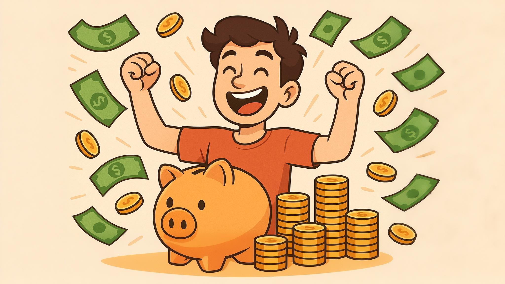 Person celebrating savings from choosing AI headshots over traditional photography