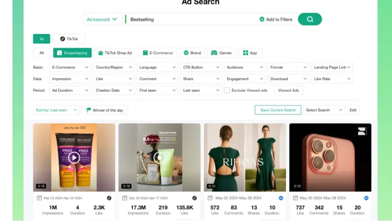 Pipiads Is a must-have for TikTok ad and product trend tracking