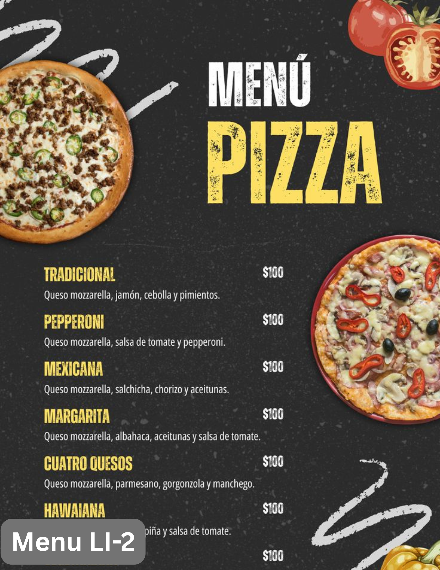 SERVICIO DE IMPRESIÓN Y DISEÑO DE MENÚS $199
