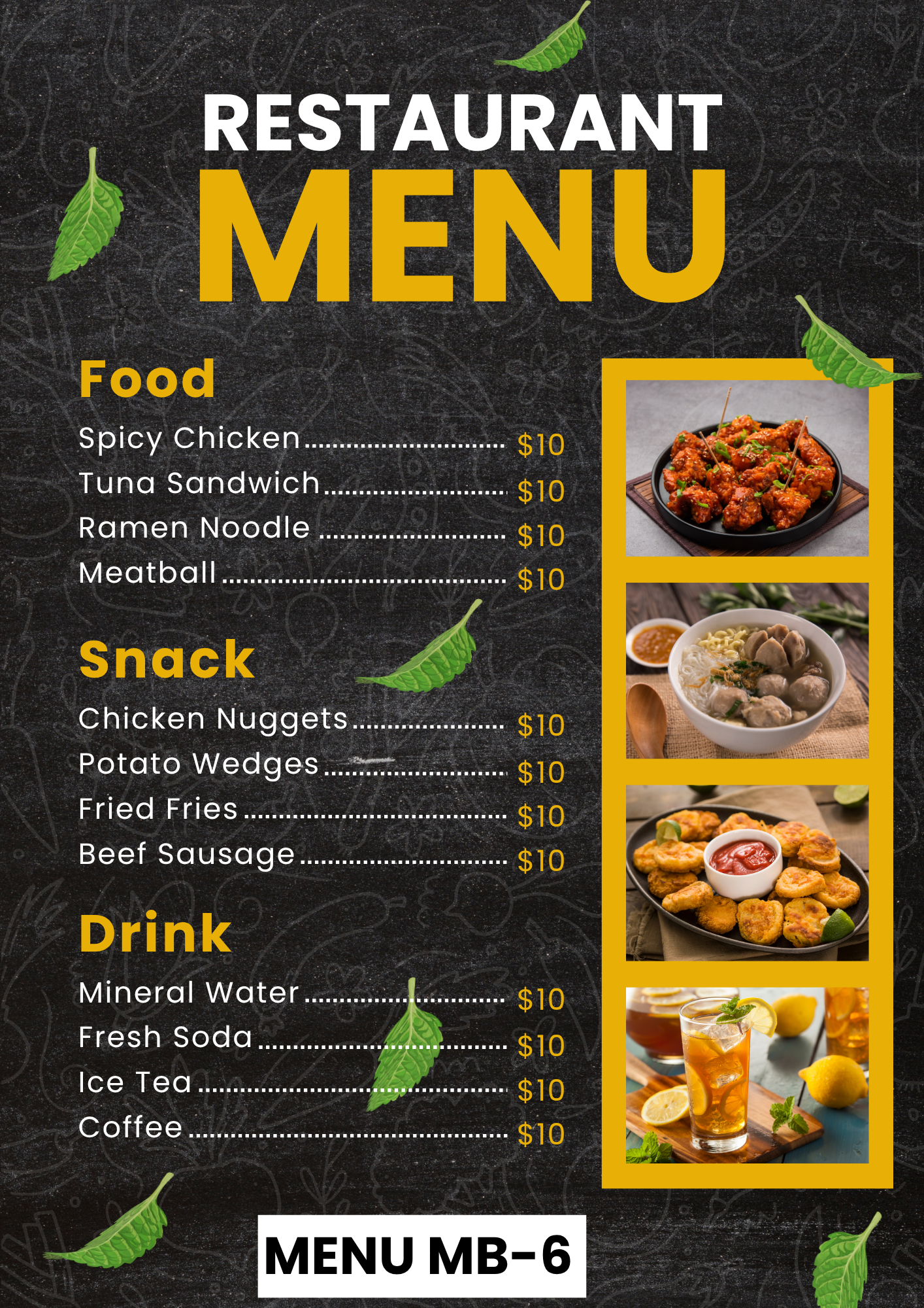 SERVICIO DE IMPRESIÓN Y DISEÑO DE MENÚS $199