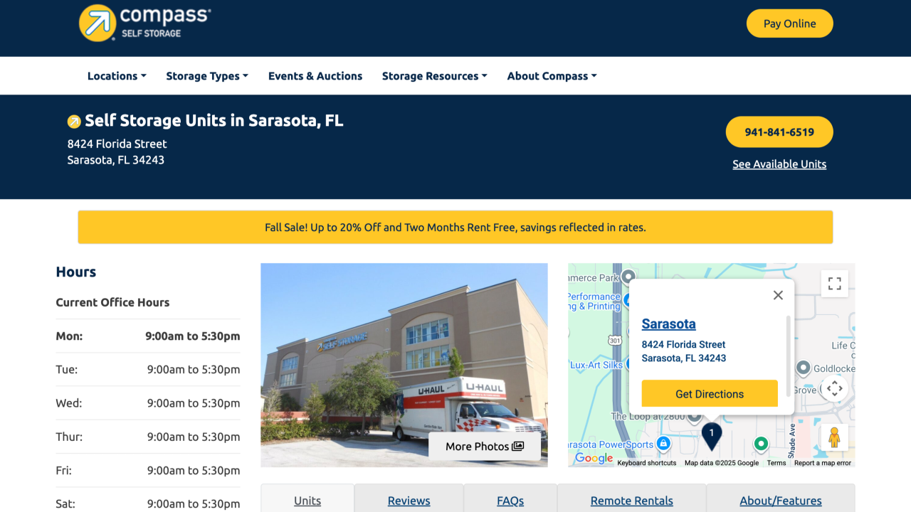 Two Months Free* | Compass Self Storage Sarasota, FL
