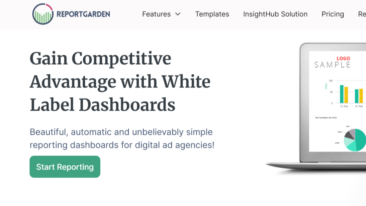 Desktop screenshot of ReportGarden web interface