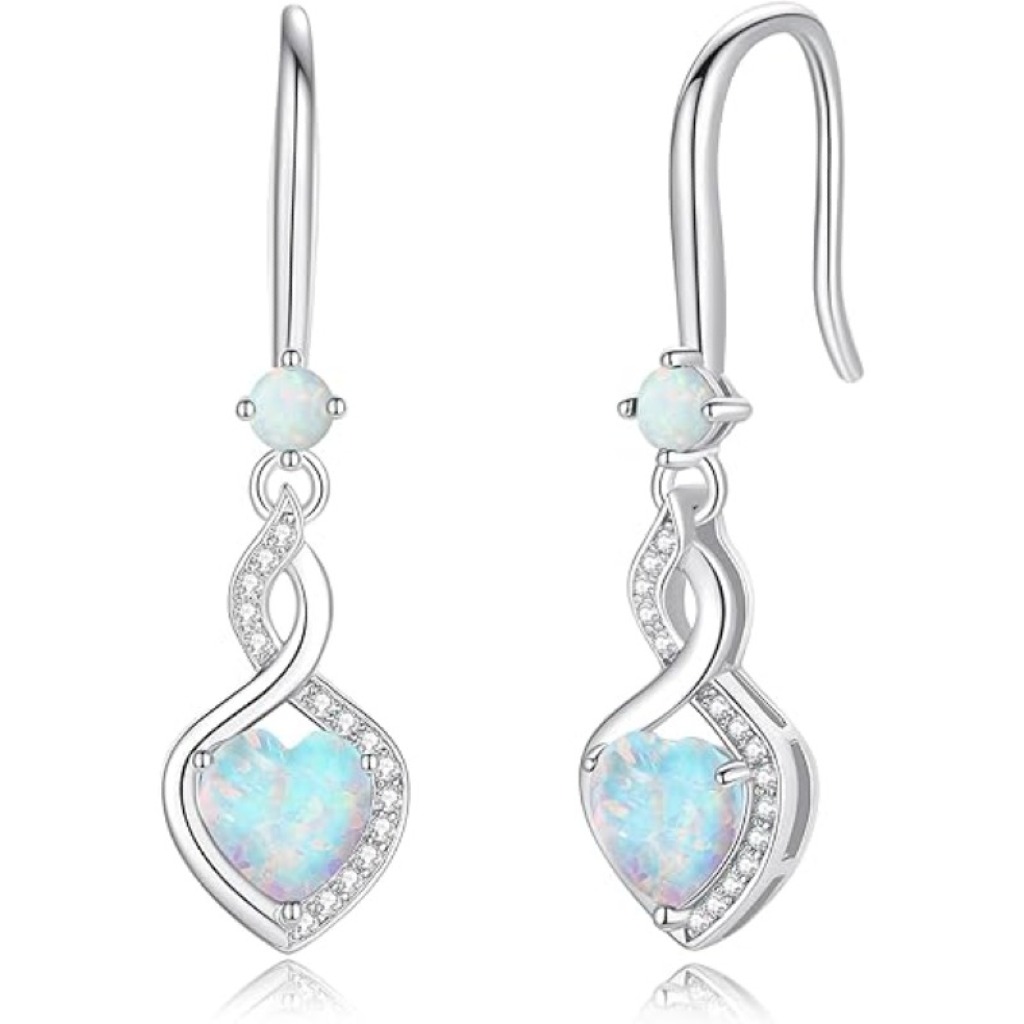 Heart Birthstone Dangle Pearl Earrings