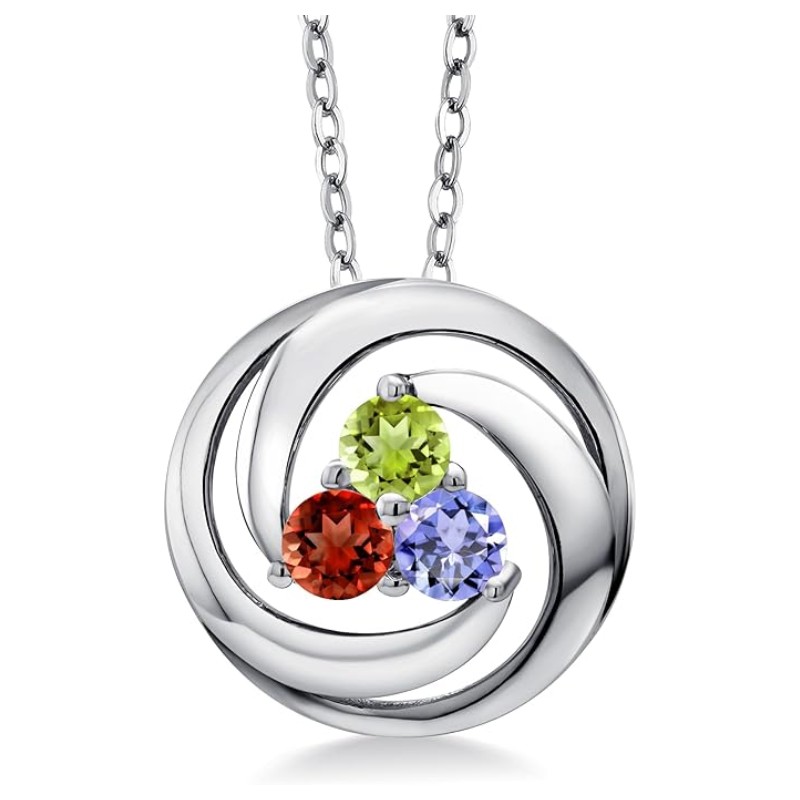 Personalized Three Stone Circle Pendant