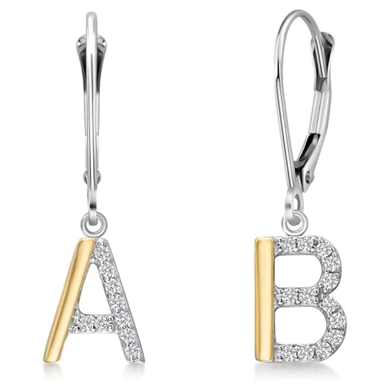 Personalized Initial Diamond Dangle Earrings