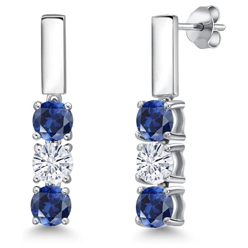 Personalized 3-Stone Drop Dangle Earrings