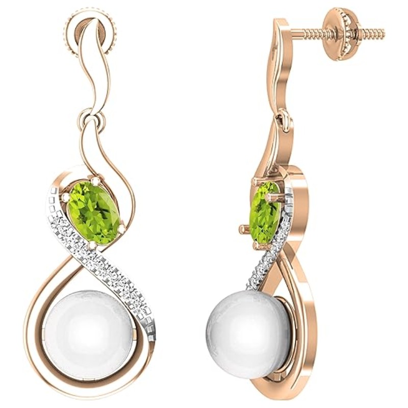 Pearl & Gemstone Diamond Dangle Earrings