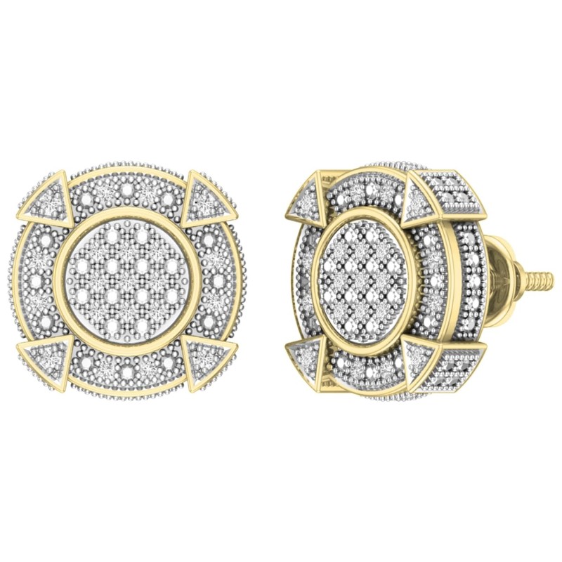 Diamond Disk Circle Stud Earrings