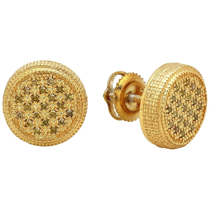 Yellow Diamond Cluster Studs, 10.7mm