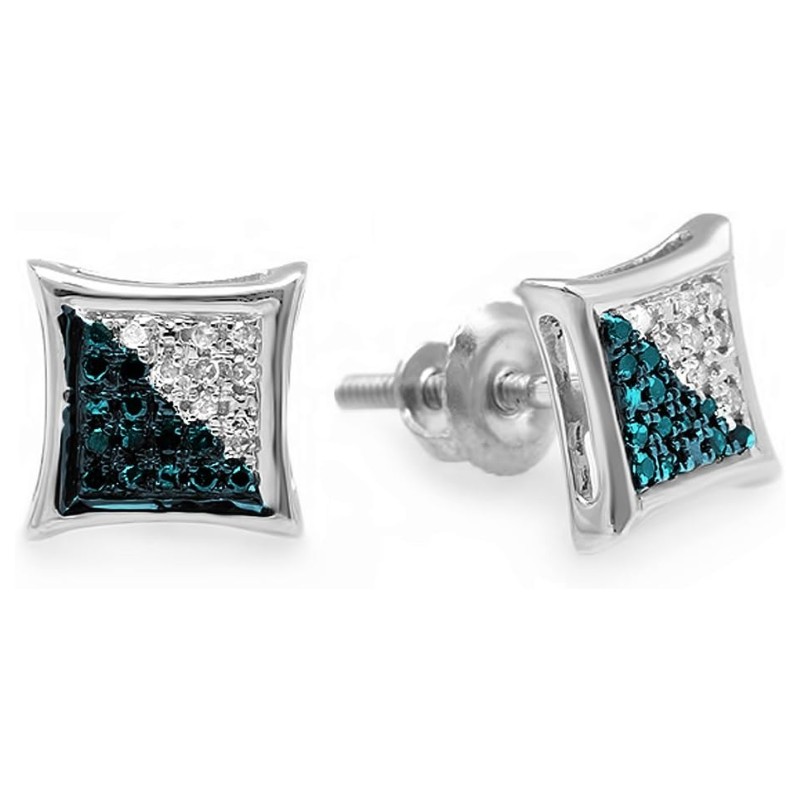 Blue & White Diamond Kite Studs, 7mm