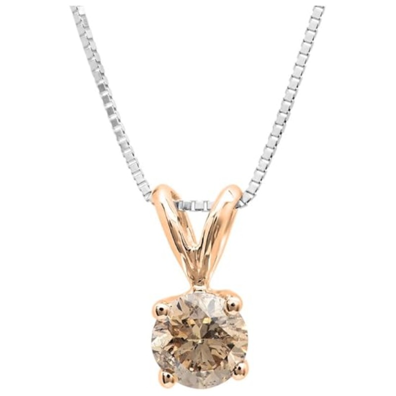 Champagne Diamond Solitaire Pendant Necklace