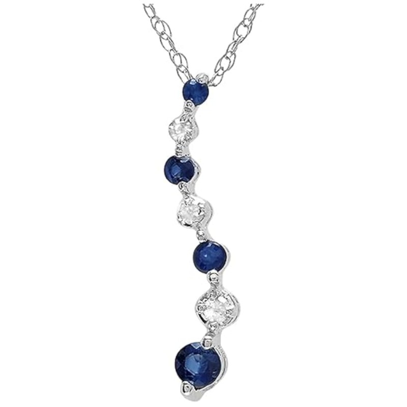 White Gold Diamond & Blue Sapphire Pendant