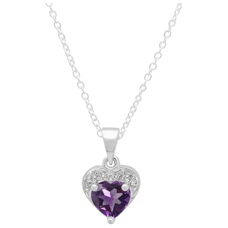 Heart Gemstone Diamond Pendant Necklace