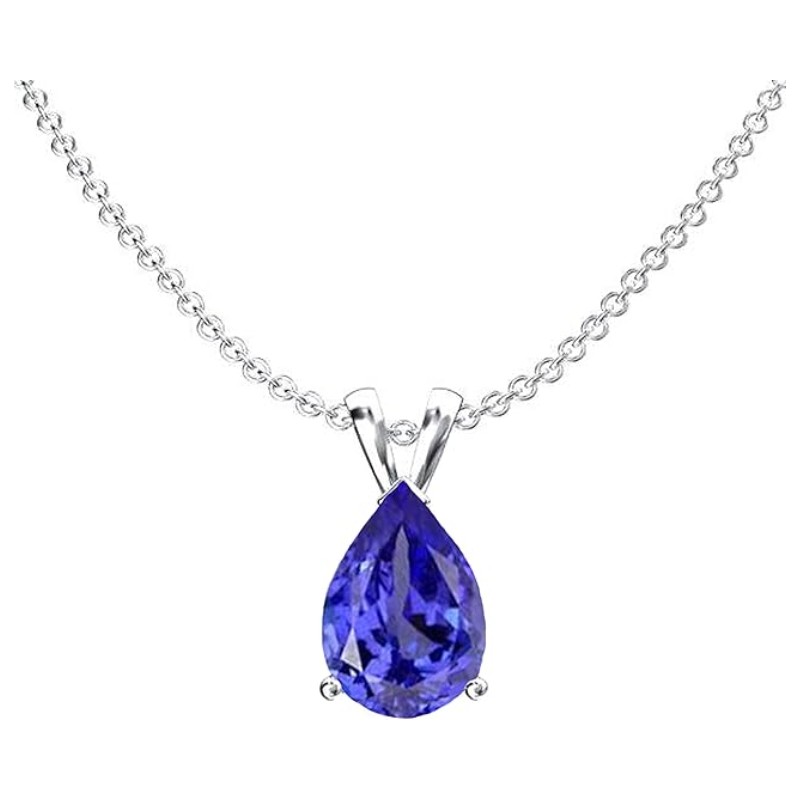 Pear Tanzanite White Gold Solitaire Pendant