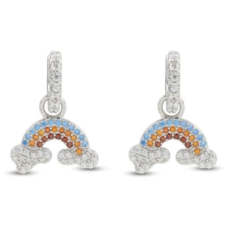 Rainbow Multi-Stone Huggie Hoop Earrings