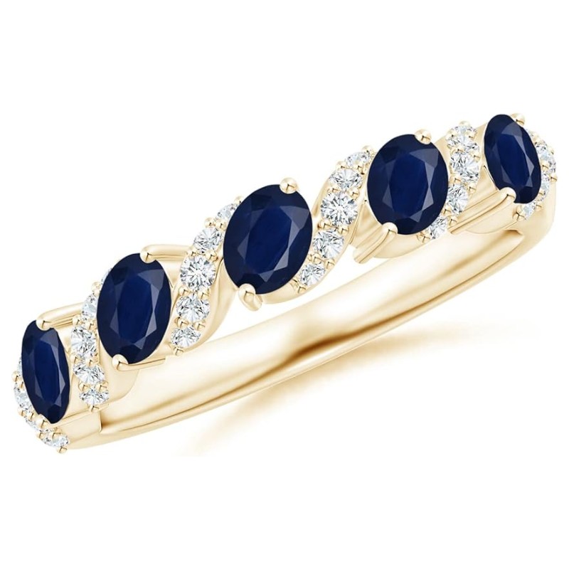 Five Stone Blue Sapphire Swirl Ring