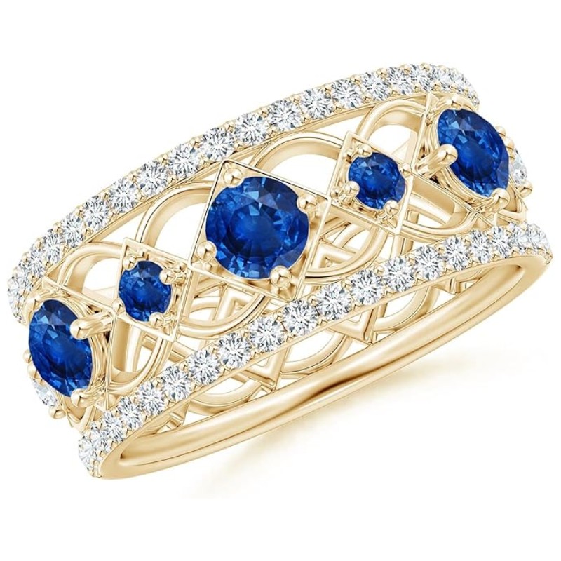 Art Deco Blue Sapphire Ring in 14K Gold