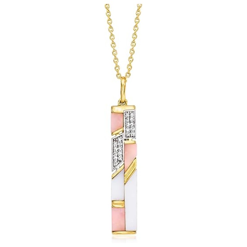 Pink & White Opal Pendant Necklace