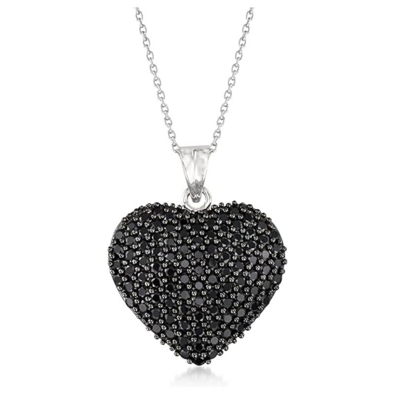 Black Spinel Heart Pendant Necklace
