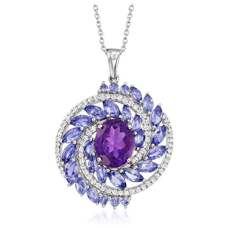 Amethyst Tanzanite Zircon Pendant Necklace