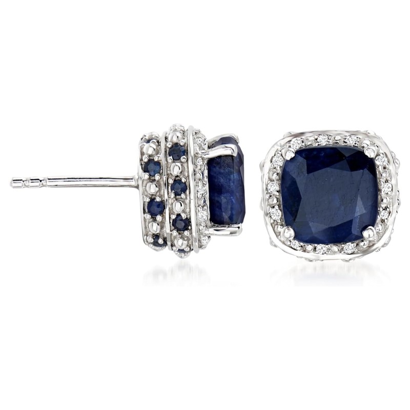 Sapphire White Topaz Sterling Stud Earrings