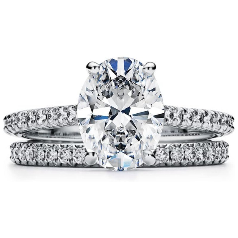 2 CT Oval Moissanite Bridal Ring Set