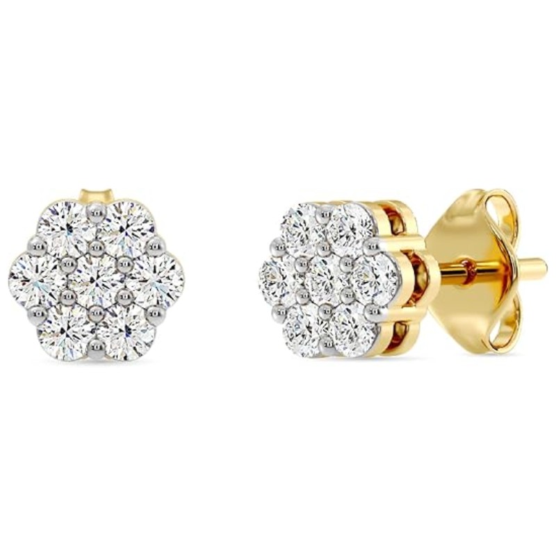 Lab-Grown Diamond 7 Stone Flower Earrings