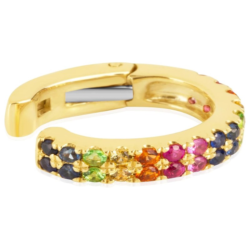 14K Gold Rainbow Gemstone Ear Cuff