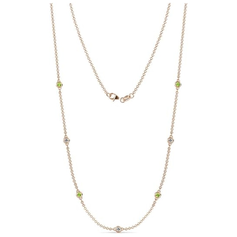 Peridot & Lab Diamond Station Necklace