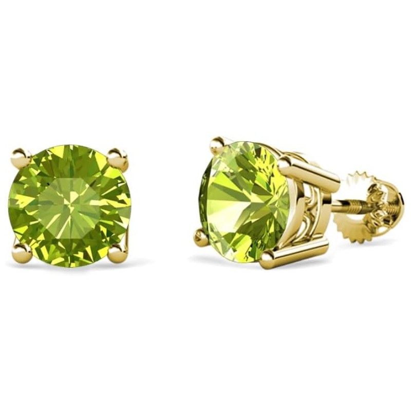 Peridot Solitaire Stud Earrings 1.2 ctw