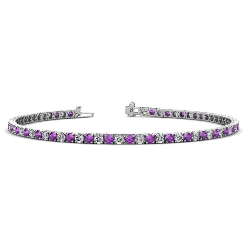 14K White Gold Gemstone Tennis Bracelet
