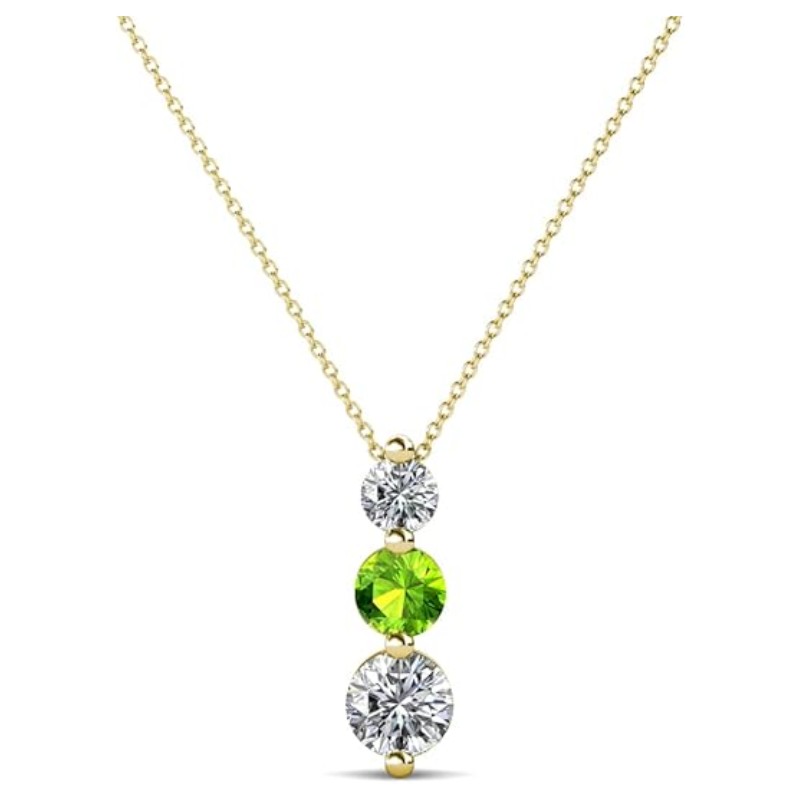 Peridot Diamond Three-Stone Drop Pendant
