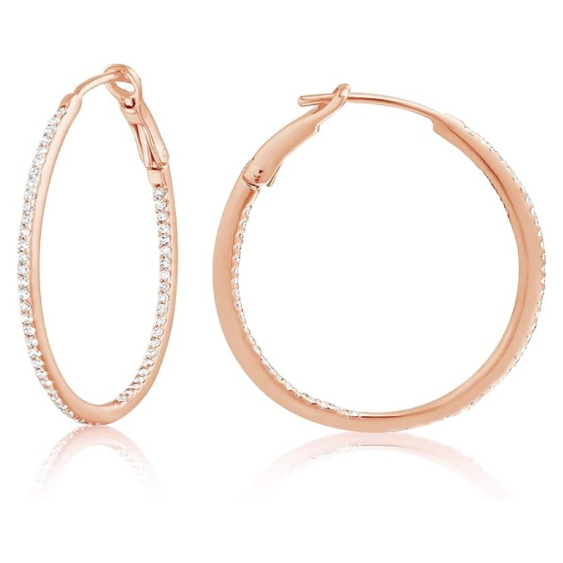 14K Gold Diamond Hoop Earrings