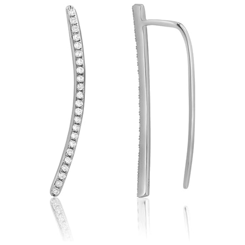 14K Gold Diamond Ear Climber Earrings