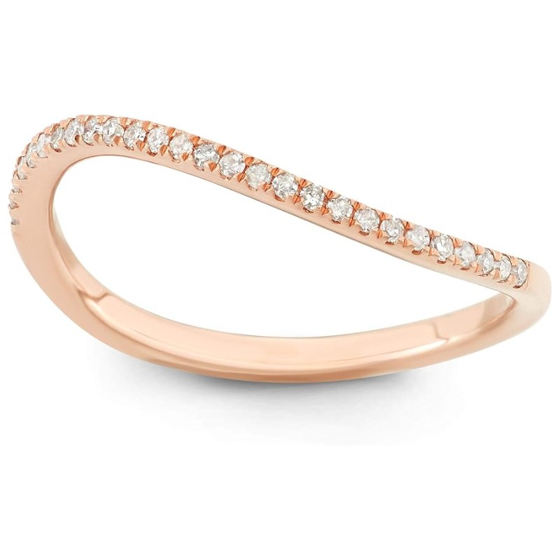 14K Gold Diamond Stackable Chevron Rings