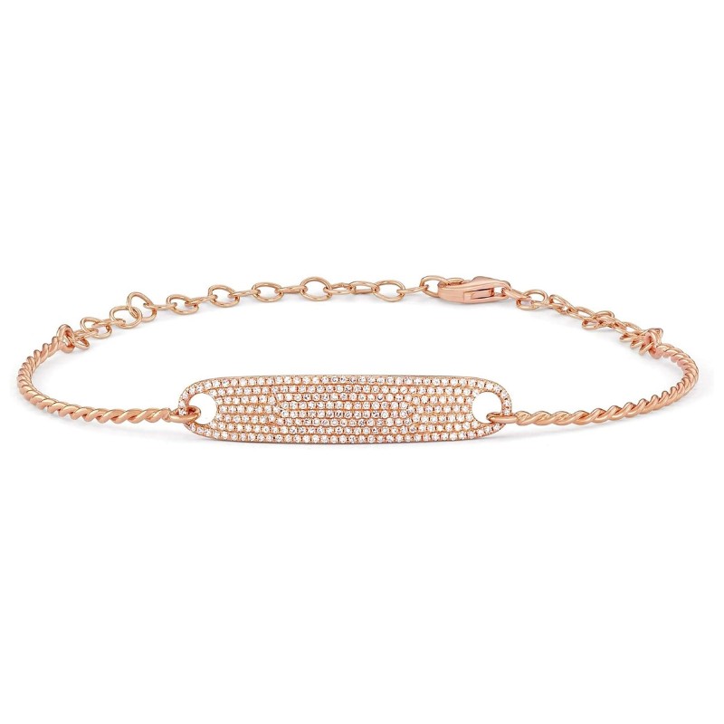 14K Gold Diamond Pave ID Bracelet