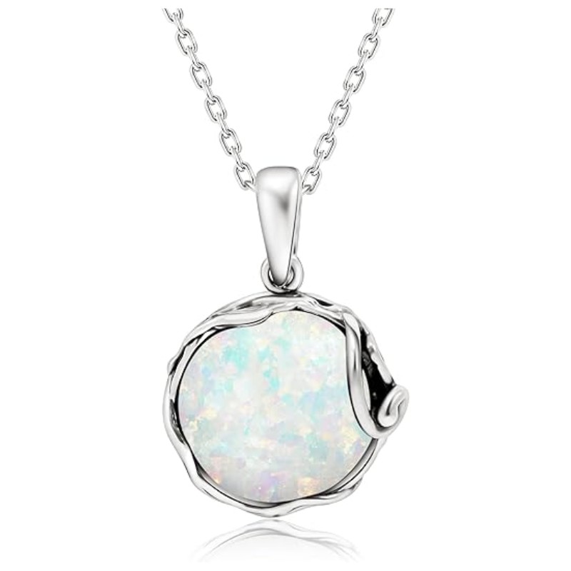 ADITA 925 Silver White Opal Necklace