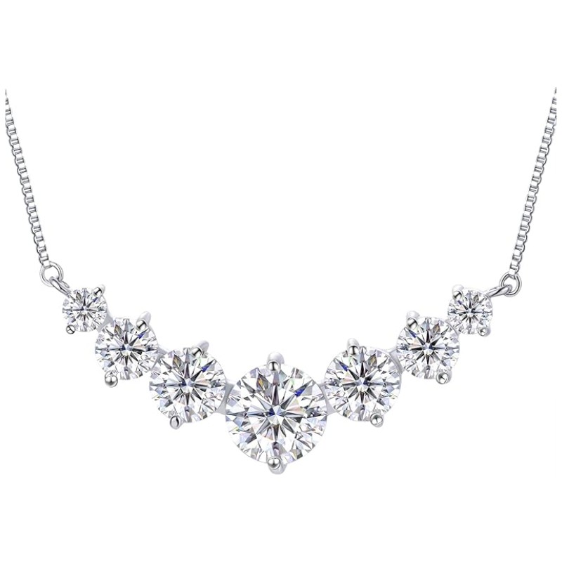 7-Stone Moissanite Smile Pendant Necklace