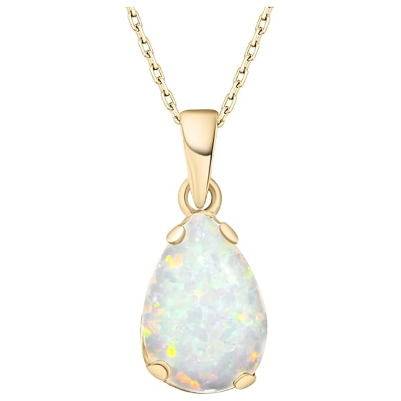 14K Gold Plated White Opal Necklace