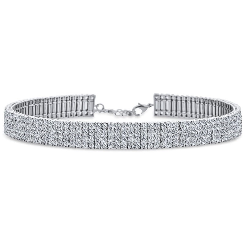 Black Velvet Crystal Dangle Choker Necklace